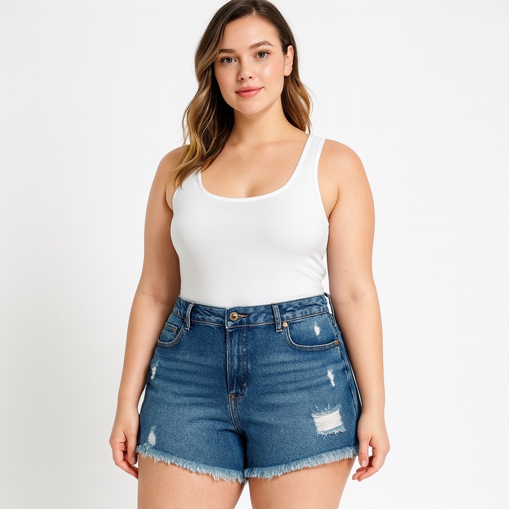Sound Style Distressed Denim Shorts Size 14